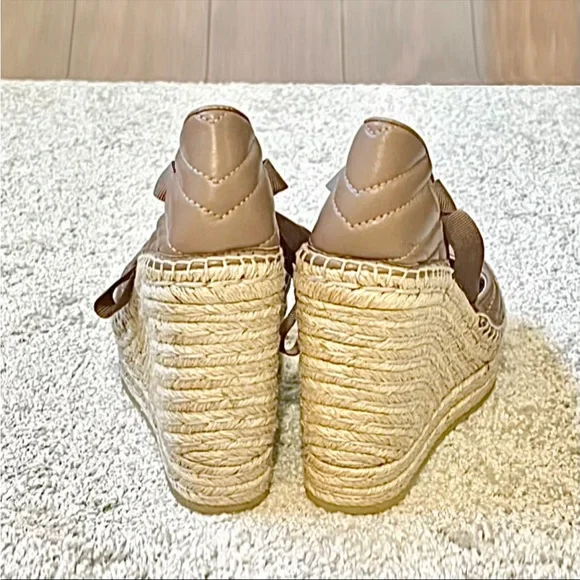 Gucci Marmont Wedge Espadrilles - Size 7.5, Tan